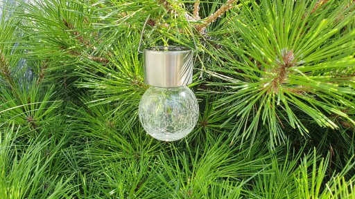 SLNEČNÁ GUĽOVÁ LAMPA, SVIETIACA LAMPA, SOLAR HÁK, ZÁVESNÁ GUĽA, BALKÓN, ZÁHRADKA