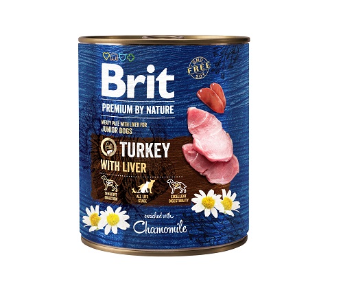BRIT PREMIUM JUNIOR MOKRÉ KRMIVO PRE PSA s morčacím mäsom a pečeňou 800 g