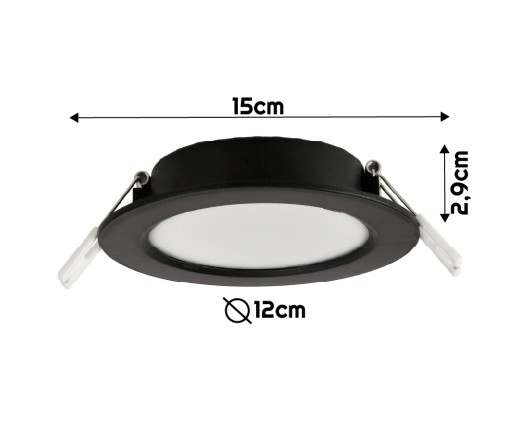 LED stropné svietidlo, zápustné, zápustné, 6W, 660lm, 4000K, čierne