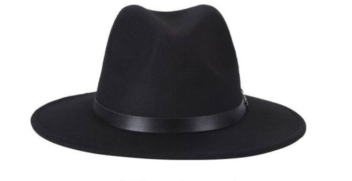 JESENNÝ ZIMNÝ VODEODOLNÝ ČIERNY ČIAPOK S SPONOU A OZDOBNÝM RÁMKOM, ELEGANTNÝ