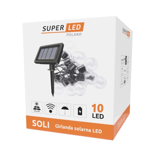 Záhradná LED solárna girlanda s 10 x LED žiarovkami