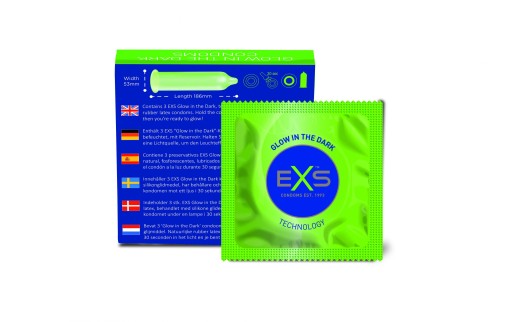EXS Glowing Condoms svietiace v tme kondómy 3 ks.
