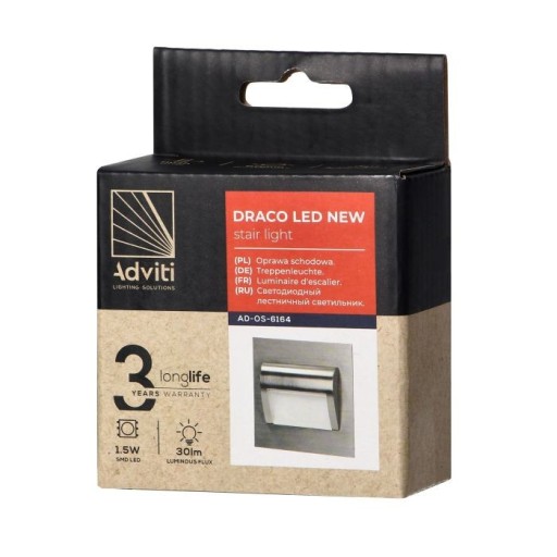 Saténová schodisková lampa 1,5W LED NEW 12VDC 30lm 3000K DRACO ORNO