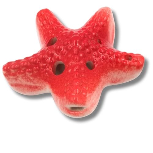 mini OCARINA keramická STAR červená 6 otvorov rukoväte ocarina poznámky