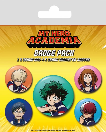 Odznaky My Hero Academia Team, sada 5 kusov