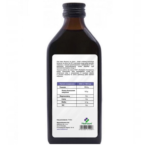 ĽANOVÝ OLEJ 250ml, LISOVANÝ ZA STUDENA, nerafinovaný