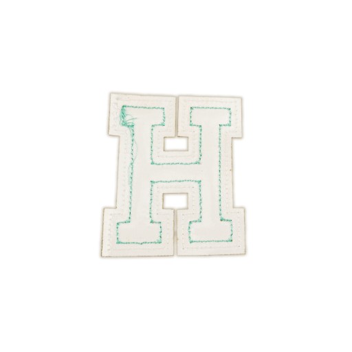 PATCH LETTER H, trblietky, modrá, azúrová