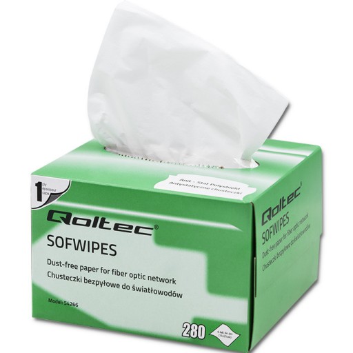 Qoltec Wipes Bezprašné utierky na optické vlákna 280 kusov 110x210mm
