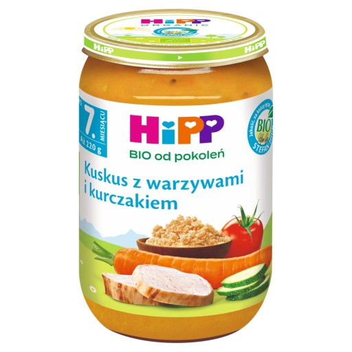 HiPP BIO kuskus so zeleninou a kuracím mäsom, 220 g