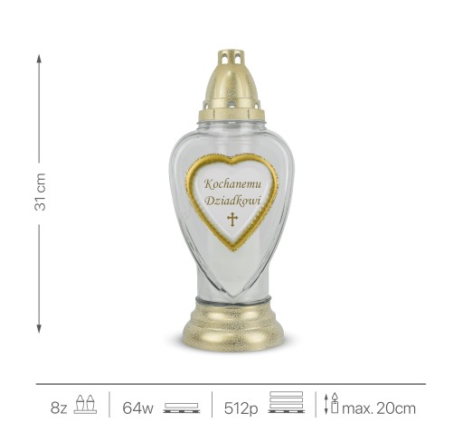 Veľká sviečka pre milovaného dedka 31 cm biela DP434 s vymeniteľnou vložkou