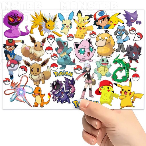 UMÝVAJÚCE DOČASNÉ TETOVANIE PRE DETI DETSKÉ POKEMONY ORIGINÁLNE DIZAJNY