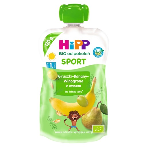 HiPP BIO Sport Hruškovo-banánovo-hroznová pena s ovsom 120g