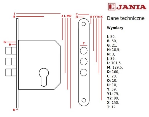 Zadlabací zámok JANIA ZW 50 Vložiť faktúru s DPH