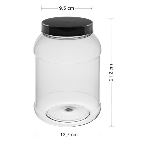 XXL PLASTOVÁ JAR 2500ml nádoba 2,5L PET müsli cestoviny do jedla
