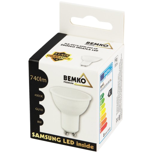 Neutrálna LED žiarovka GU10 8W 4000K 740lm BEMKO SAMSUNG