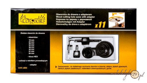 Sada dierovacích píl s adaptérom: 19-64 mm 11 ks.