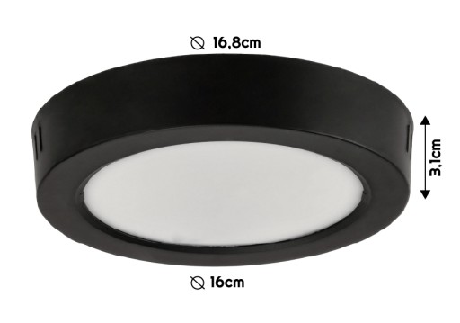 LED stropné svietidlo prisadené na povrch 12W 1200lm 4000K neutrálne čierne okrúhle