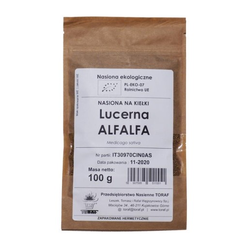 LUCERNA ALFALFA BIO 100g certifikované semená. ECO na klíčky TORAF a microgreens