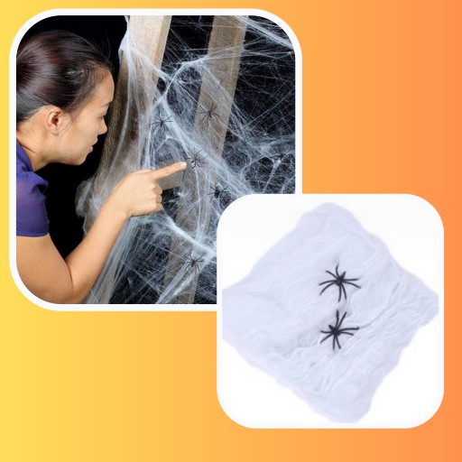 SPIDER WEB BIELA OZDOBA HALLOWEENSKÉ DEKORÁCIE + PAVÚKY