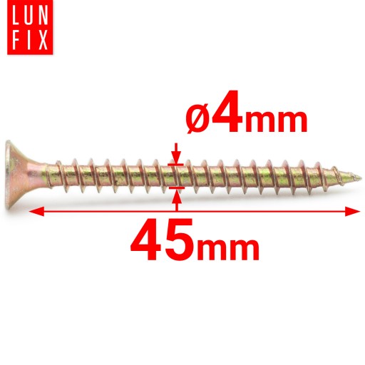 Skrutky do dreva kalené 4x45mm, zápustná hlava, pozinkované, 300 ks.