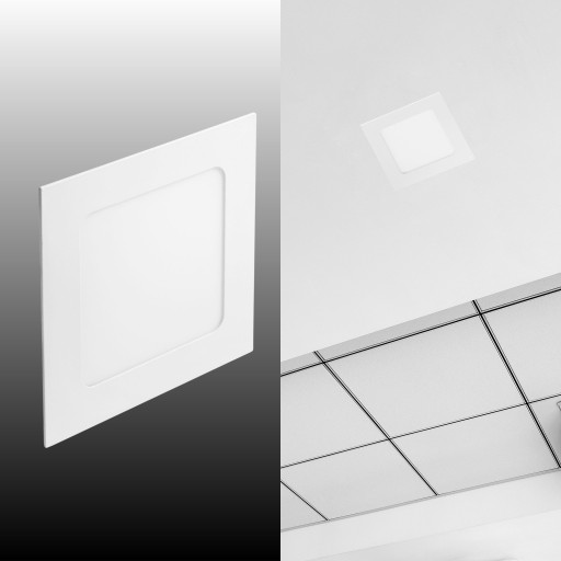 LED panel pod omietku 6W, biely, štvorcový, studený