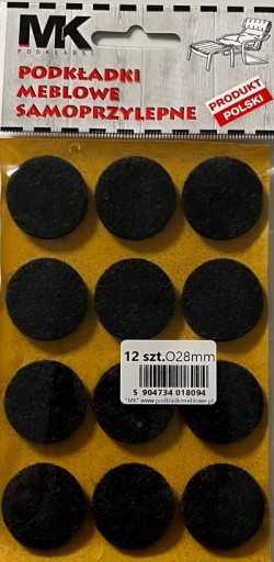 PLSTENÉ PODLOŽKY NA NÁBYTOK A STOLIČKY, ČIERNA, FI 28MM