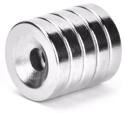 4x NEODYMIOVÝ MAGNET, OTVOR NA PEVNÚ SKRUTKU, 15x5