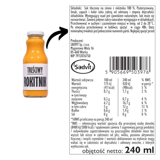 prírodná rakytníková 100% lisovaná rakytníková šťava 240ml pre NFC fajnšmekrov