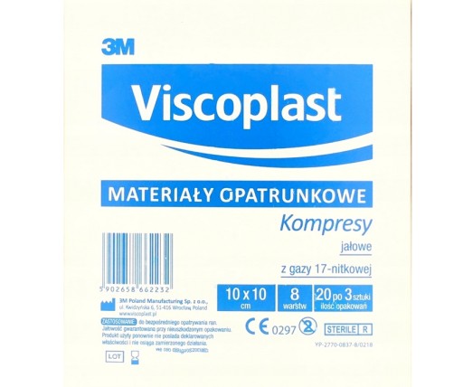 Viscoplast sterilné gázové obklady 10x10cm 3 ks.