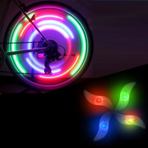4 x LED SVETLO NA BICYKEL NA KRYT KOLESÁ RGB viacfarebný