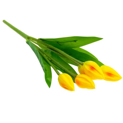 TULIPÁNOVÁ KYTICA Z PENOVÝCH TULIPANOV X5 ŽLTÉ UMELÉ TULIPANY V KYTICI