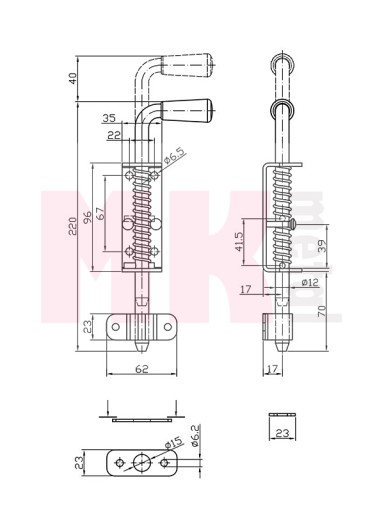 Závora brány L220, pozinkovaná pružina MK METAL