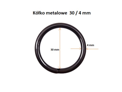 Kovový kožený prsteň 30 / 4 mm čierny 10 ks