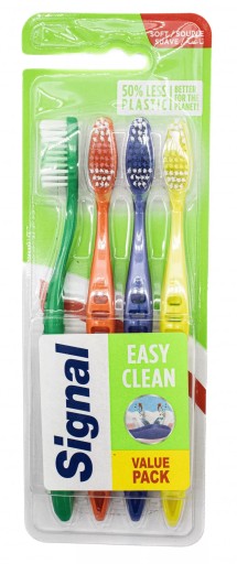 Zubná kefka Signal Easy Clean Medium, stredne mäkká, 4 ks.
