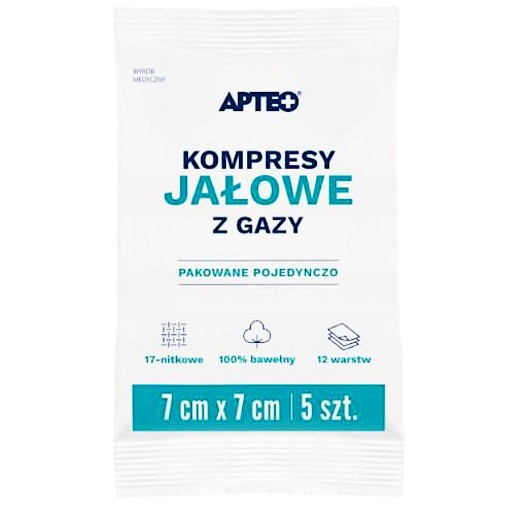 Apteo sterilné gázové obklady 7cm x 7cm 5 kusov