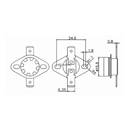 Bimetalový termostat KSD301 10A/250V 200C NC
