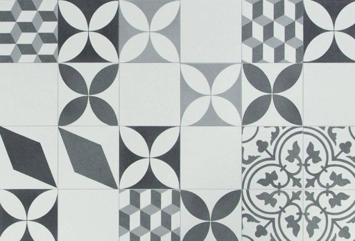 šírka 3 m ŠEDÝ PVC KOBEREC BINGO KOCKY PATCHWORK MOZAIKA BOHO ŠTÝLU