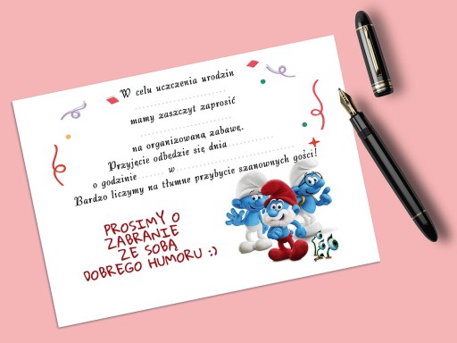 SMERFA POZVÁNKA NA NARODENINY DIEŤAŤA + OBÁLKA ZDARMA
