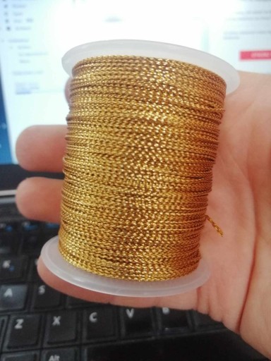 Mia Mote Dekoračný špagát Metallized Gold anjeli na pozvánky 1mm 100m