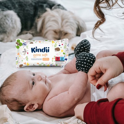 Kindii Extra Soft Aloe vlhčené obrúsky 60 ks.