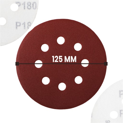 10x brúsny kotúč Otvory na suchý zips 125 mm P180 kotúče Kotúč Brúsny kotúč