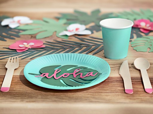 MONSTERA kartičky na stolovanie, havajské dekorácie x6