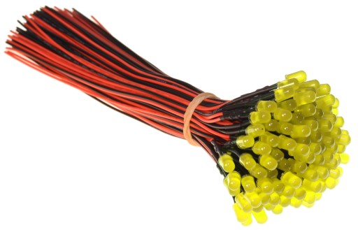 5mm 12V LED s 20cm žltým káblom