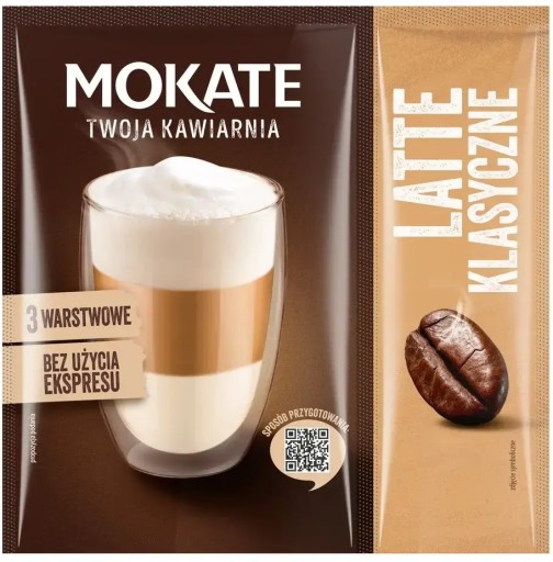 Instantný kávový nápoj Latte s nadýchanou penou bez espresso kávovaru Mokate x5