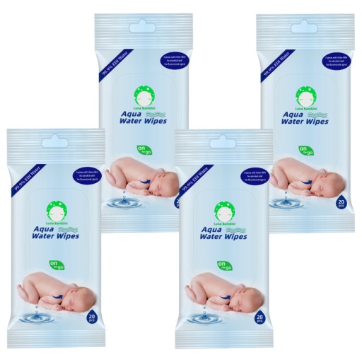 Vlhčené obrúsky pre deti AQUA VODNÉ Utierky 4x20 ks.