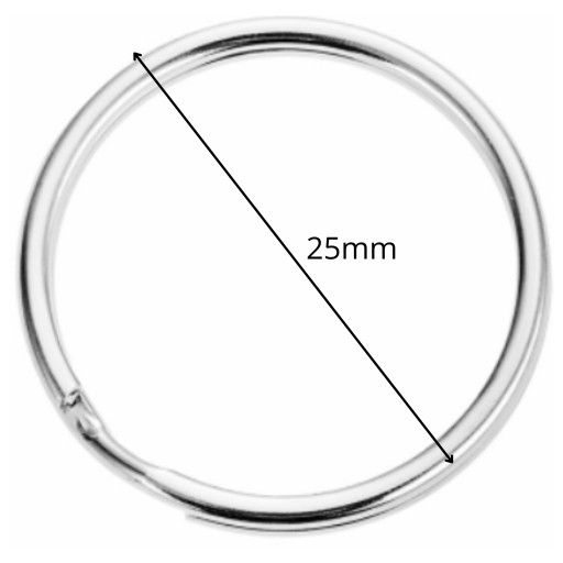 KOLESÁ krúžky na KĽÚČE A KĽÚČE 25mm 10 ks.