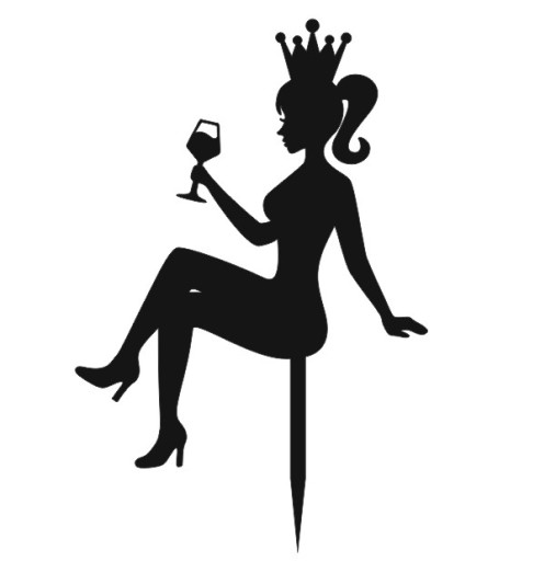 Queen of Life PLEXI Žena sediaca s drinkom a korunkou Topper