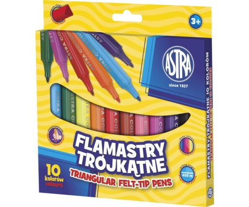 Jumbo trojuholníkové fixy 10 farieb ASTRA