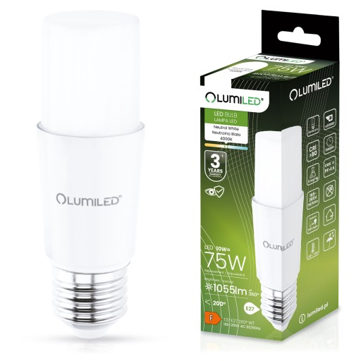 LED žiarovka STICK E27 10W = 75W 1055lm 4000K Neutral TUBULAR LUMILED