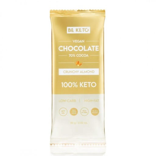 Vegánska keto čokoláda s MCT olejom - chrumkavá mandľa - 80 g - BeKeto